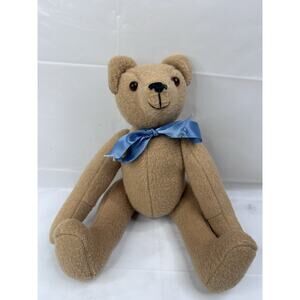 Vintage Gold Felt Teddy Bear Jointed 13” Toy Plush Unbranded